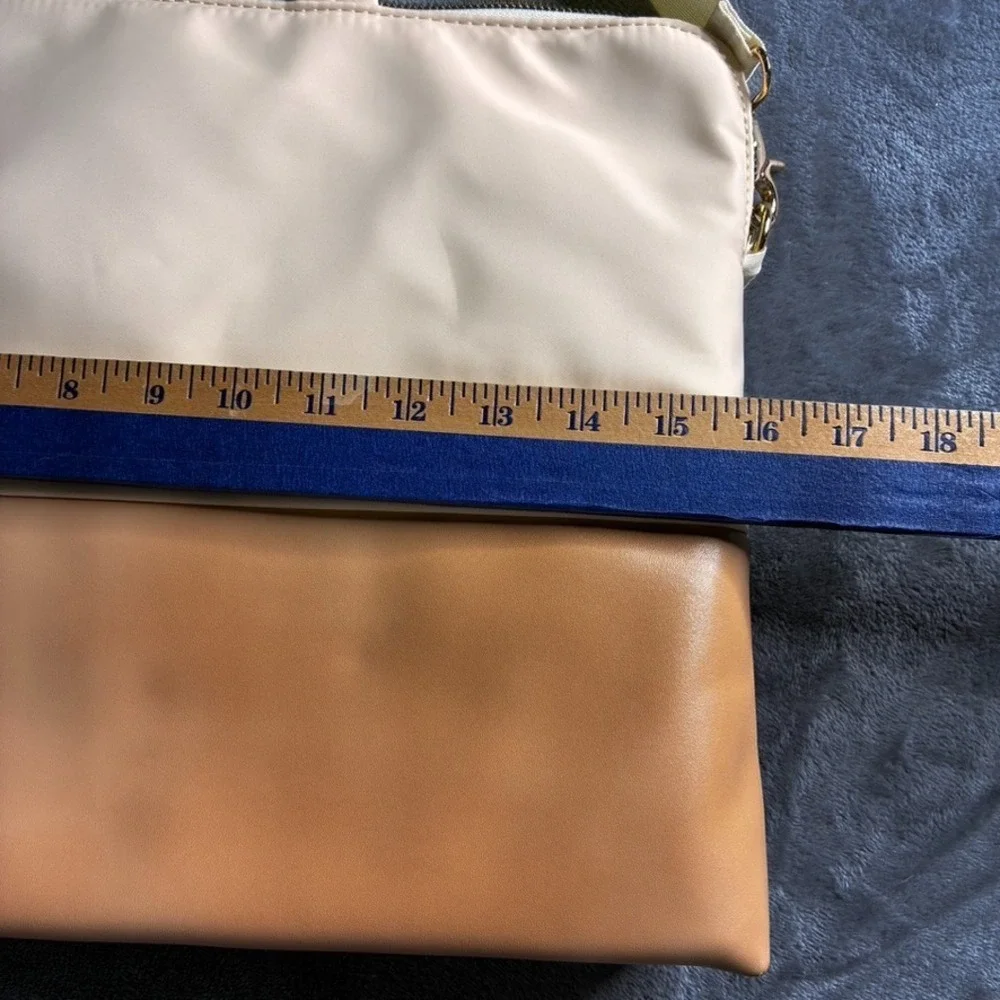Messenger Bag Laptop Computer Briefcase‎ 16x11 Padded Ivory Tan Faux Leather